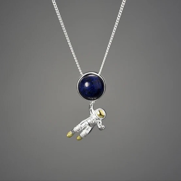 Artisan Handmade Space Odyssey 925 Silver Natural Lapis The Zaida Necklace - Picture 8 of 10
